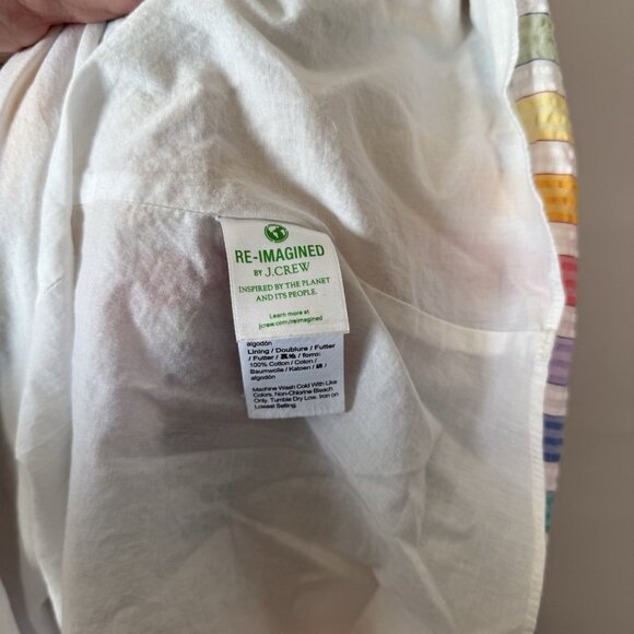 J. Crew Faux-Wrap Rainbow Gingham Cotton Tiered Midi Dress 10 Colorful Fun Retro - Picture 9 of 9